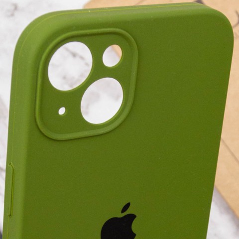 Чохол Silicone Case Full Camera Protective (AA) для Apple iPhone 13 (6.1") Зелений / Dark Olive