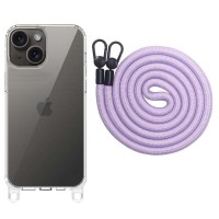 Чохол TPU Transparent with Straps для Apple iPhone 15 (6.1") Light Purple