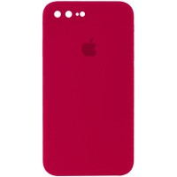 Чохол Silicone Case Square Full Camera Protective (AA) для Apple iPhone 7 plus/8 plus (5.5") Червоний / Rose Red