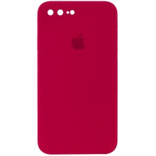 Чохол Silicone Case Square Full Camera Protective (AA) для Apple iPhone 7 plus/8 plus (5.5") Червоний / Rose Red