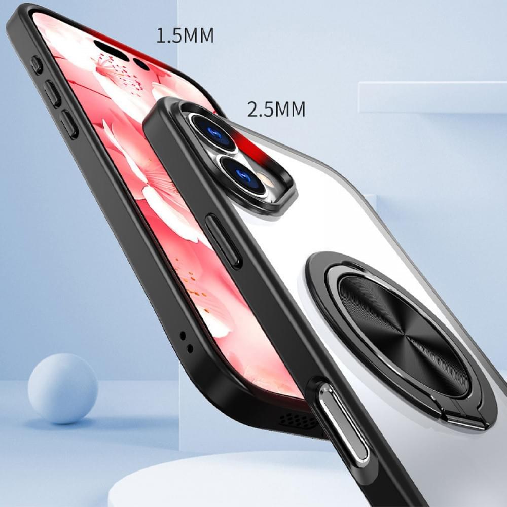 TPU+PC чохол Metal Ring with MagSafe для Apple iPhone 16 (6.1") Чорний