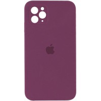 Чохол Silicone Case Square Full Camera Protective (AA) для Apple iPhone 11 Pro Max (6.5") Бордовий / Maroon