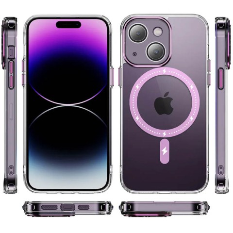 Чохол TPU+PC Colorful with MagSafe для Apple iPhone 14 (6.1") Pink