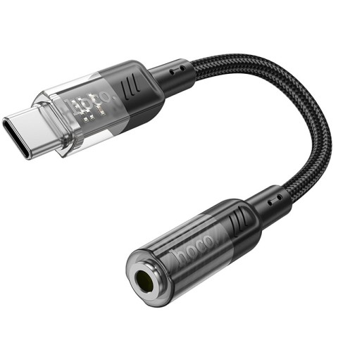 Перехідник Aux Hoco LS37 Spirit transparent external sound card Type-C to 3.5mm Black