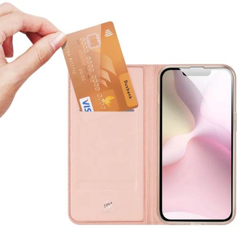 Чохол-книжка Dux Ducis з кишенею для візиток для Apple iPhone 16e (6.1") Rose Gold