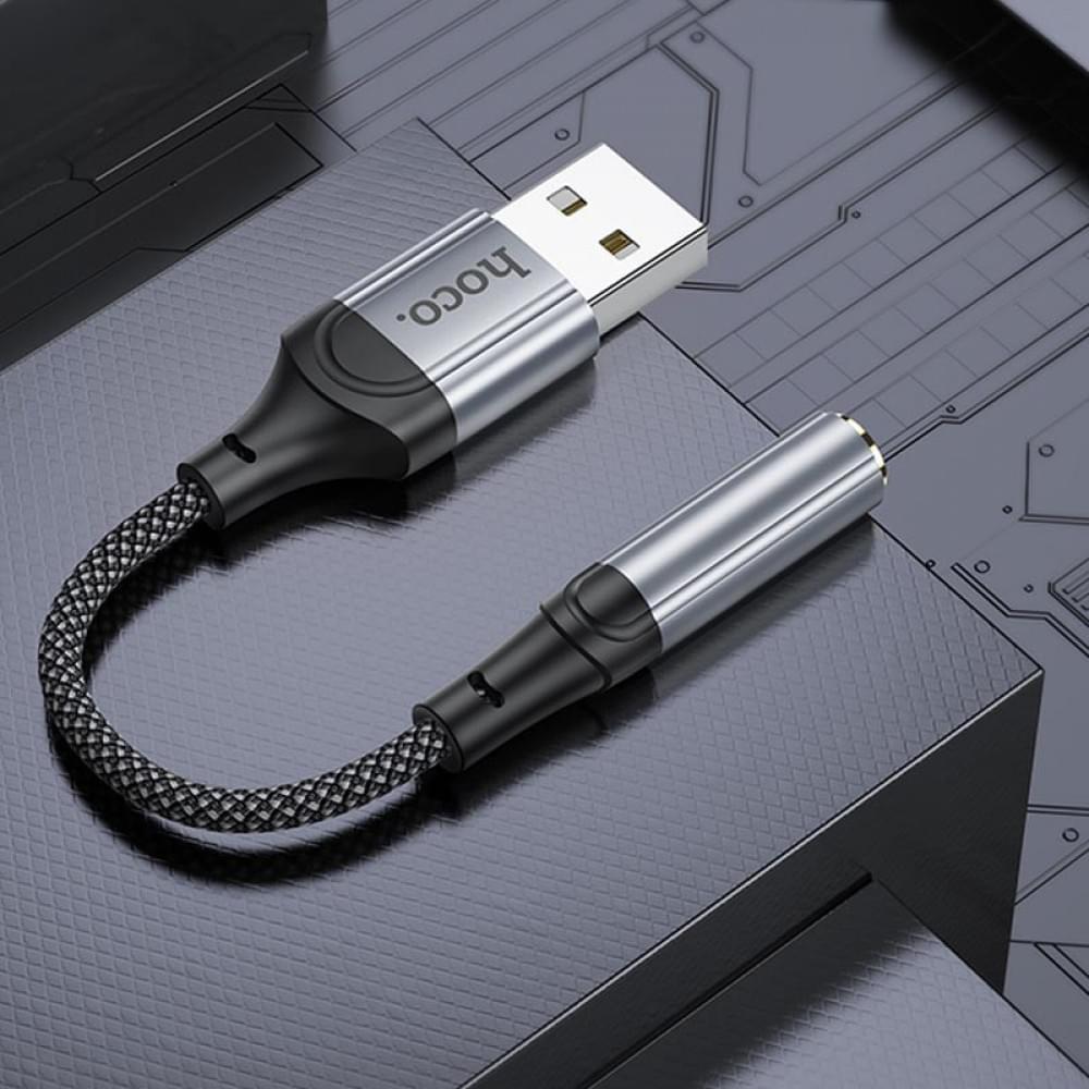 Перехідник Hoco LS36 Fresh USB to 3,5 AUX Black