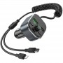 АЗП FM модулятор Hoco E74 Energy QC3.0 2in1 with cable Metal gray