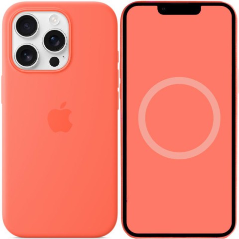 Чохол Silicone case (AAA) with Magsafe and Animation (button) для Apple iPhone 16 Pro (6.3") Tangerine