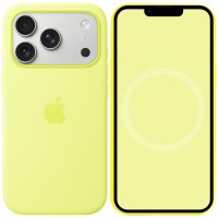 Чохол Silicone case (AAA) with Magsafe and Animation для Apple iPhone 17 Pro Max (6.9") Neon Yellow