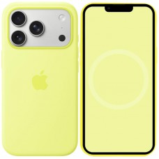 Чохол Silicone case (AAA) with Magsafe and Animation для Apple iPhone 17 Pro Max (6.9") Neon Yellow