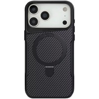 TPU+PC чохол Metal Buttons with MagSafe Carbon Ring для Apple iPhone 17 Pro Max (6.9") Чорний
