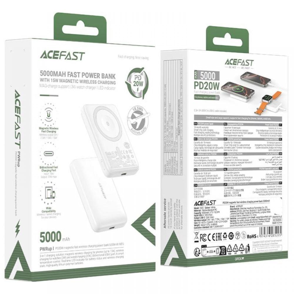 Портативний ЗП Power Bank Acefast M25 20W з БЗП+iWatch 5000 mAh White