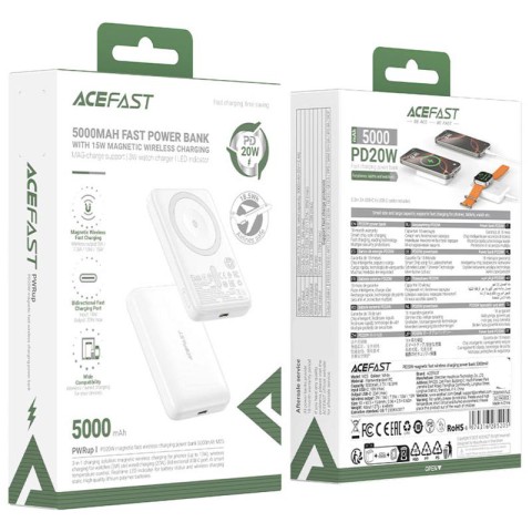 Портативний ЗП Power Bank Acefast M25 20W з БЗП+iWatch 5000 mAh White