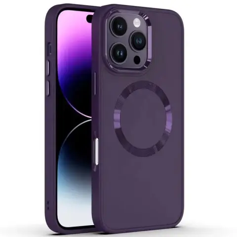 TPU чохол Bonbon Metal Style with MagSafe для Apple iPhone 16 Pro (6.3") Фіолетовий / Dark Purple