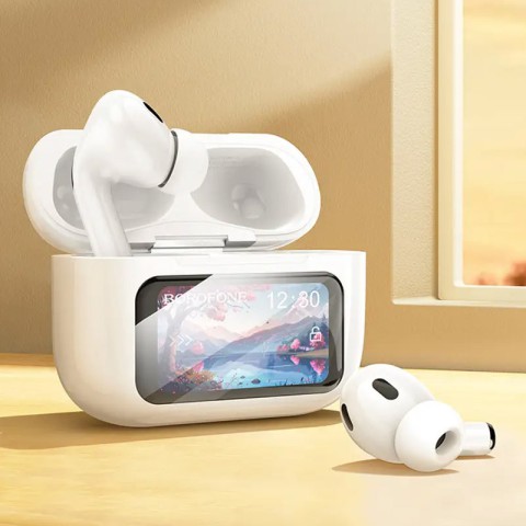 Бездротові TWS навушники Borofone BW76 Brocade with Touch Screen and ANC White