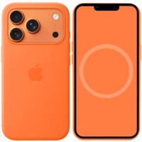 Чохол Silicone case (AAA) with Magsafe and Animation для Apple iPhone 17 Pro (6.3") Orange