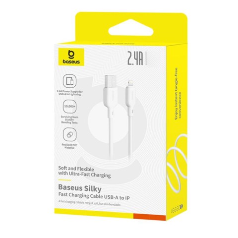 Дата кабель Baseus Silky Series OS Fast Charging USB to Lightning 2.4A (2m) (P1037770) Moon White