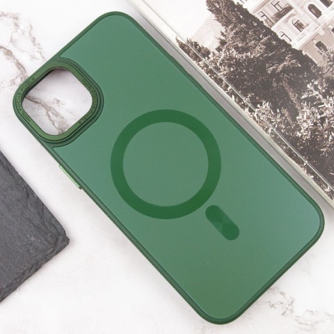 Чохол TPU+Glass Sapphire Midnight Open Camera with MagSafe для Apple iPhone 15 Plus (6.7") Зелений / Forest green