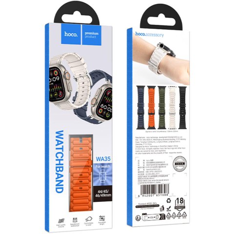 Ремінець Hoco WA35 Emir series thickened silicone strap для Apple watch 44/45/46/49mm Orange