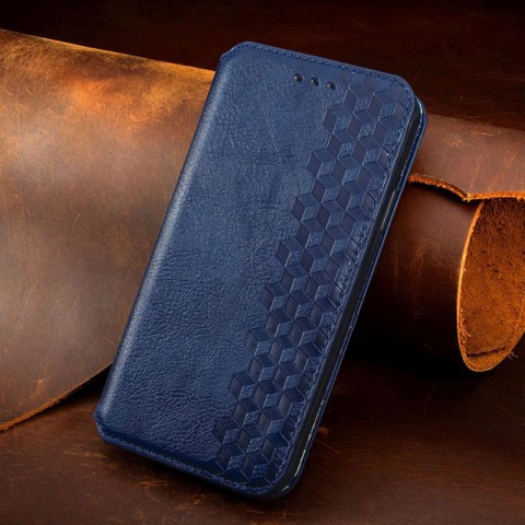 Шкіряний чохол-книжка GETMAN Cubic (PU) для Xiaomi Redmi 9C Синій
