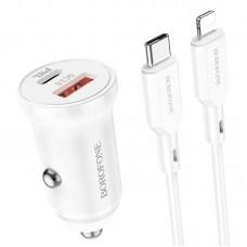 АЗП Borofone BZ18A PD20W+QC3.0 + Type-C to Lightning Білий