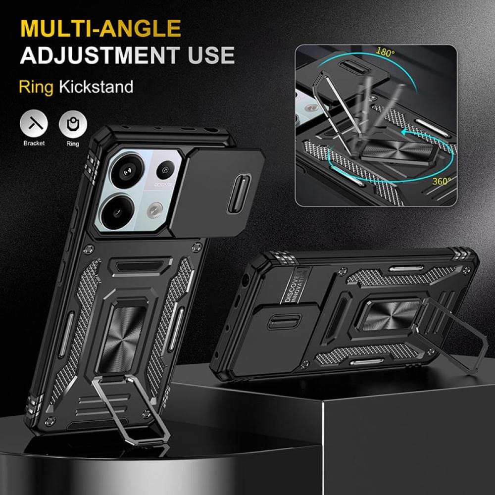 Ударостійкий чохол Camshield Army Ring для Xiaomi Poco X6 / Note 13 Pro 5G Чорний / Black