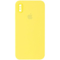 Чохол Silicone Case Square Full Camera Protective (AA) для Apple iPhone X / XS (5.8") Жовтий / Yellow