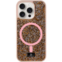 TPU чохол Bling World Rock Diamond with MagSafe для Apple iPhone 16 Pro (6.3") Rose Gold