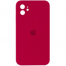 Чохол Silicone Case Square Full Camera Protective (AA) для Apple iPhone 11 (6.1") Червоний / Rose Red