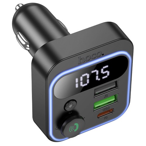 АЗП FM модулятор Hoco E85 Tiger PD20W+QC3.0 (2USB-A/1C) Black
