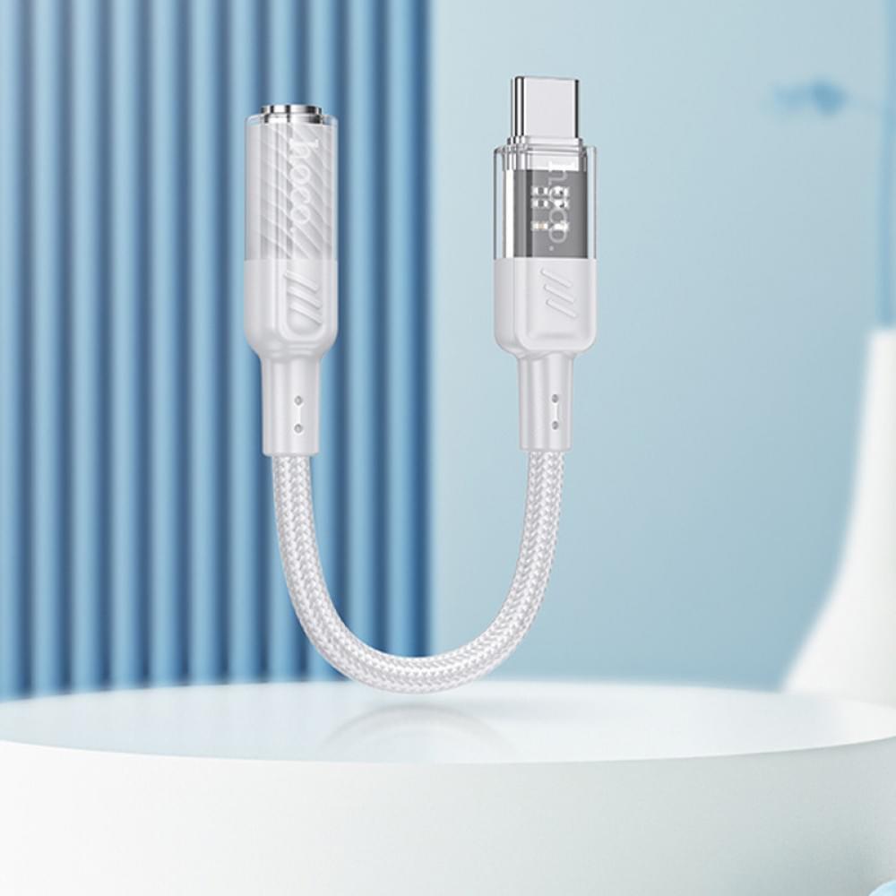 Перехідник Aux Hoco LS37 Spirit transparent external sound card Type-C to 3.5mm Gray