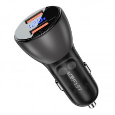 АЗП Acefast B7 metal car charger 45W (USB-A + USB-A) with digital display Transparent black