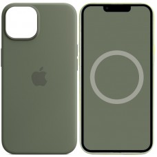 Чохол Silicone case (AAA) full with Magsafe and Animation для Apple iPhone 14 Pro (6.1") Зелений / Olive