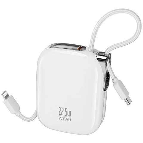 Портативний ЗП Power Bank WIWU MH136 Sugar 22.5W with cable 10000 mAh White