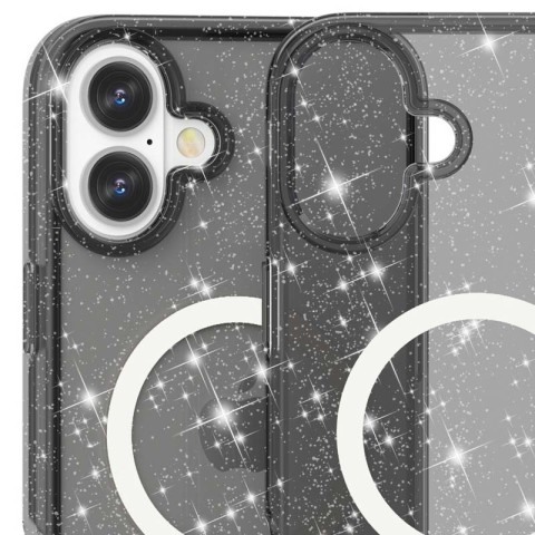 Чохол TPU Galaxy Sparkle (MagFit) для Apple iPhone 16 (6.1") Black+Glitter