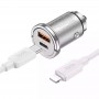 АЗП Hoco NZ10 Handy PD45W+QC3.0 + Type-C to Lightning Silver