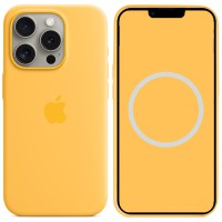Чохол Silicone case (AAA) with Magsafe and Animation для Apple iPhone 15 Pro Max (6.7") Жовтий / Sunshine