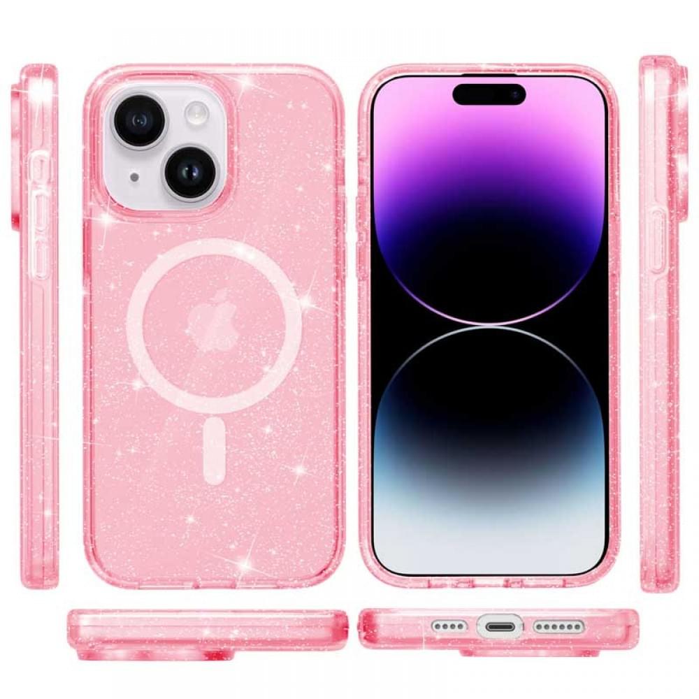 Чохол TPU Galaxy Sparkle (MagFit) для Apple iPhone 15 Plus (6.7") Pink+Glitter