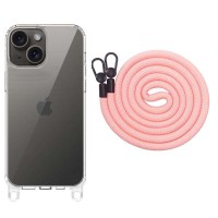 Чохол TPU Transparent with Straps для Apple iPhone 13 / 14 (6.1") Light Pink