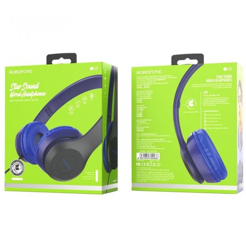 Накладні навушники Borofone BO5 (3.5mm/1.2m) Синій