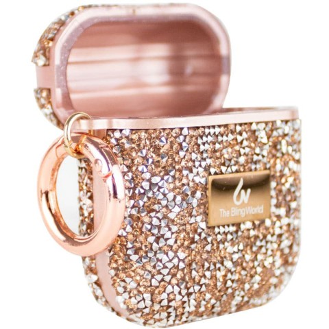 TPU чохол Bling World Rock Diamond для навушників AirPods 1/2 Рожевий