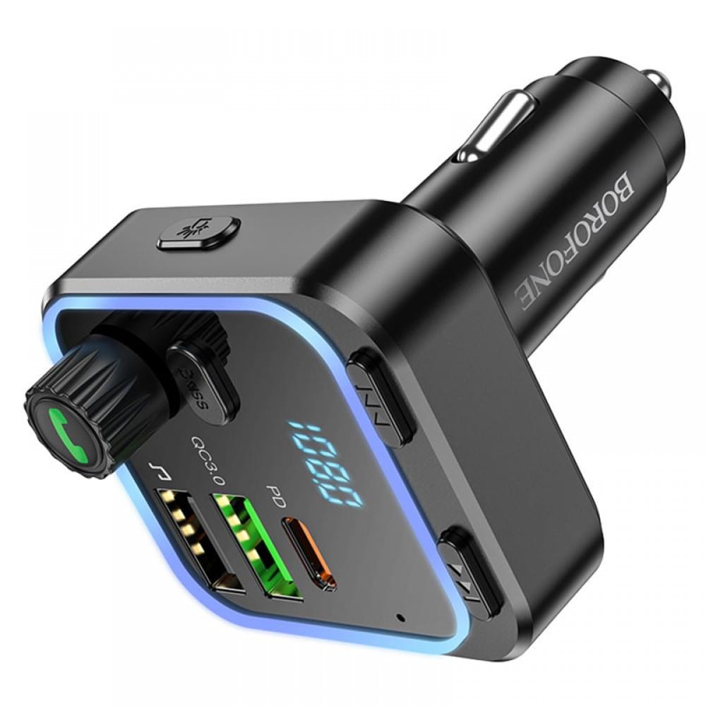 АЗП FM модулятор Borofone BC53 Highway PD20W+QC3.0 (2USB-A/1C) Black