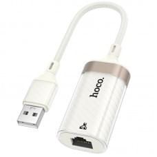 Перехідник Hoco UA41 Crystal USB to RJ45 100 Mbs (0.15m) Apricot