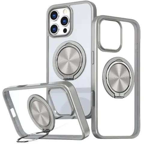 TPU+PC чохол Metal Ring with MagSafe для Apple iPhone 16 Pro Max (6.9") Сірий