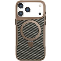 TPU+PC чохол Metal Buttons with MagSafe Carbon Ring для Apple iPhone 17 Pro Max (6.9") Золотий