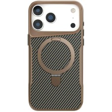 TPU+PC чохол Metal Buttons with MagSafe Carbon Ring для Apple iPhone 17 Pro Max (6.9") Золотий