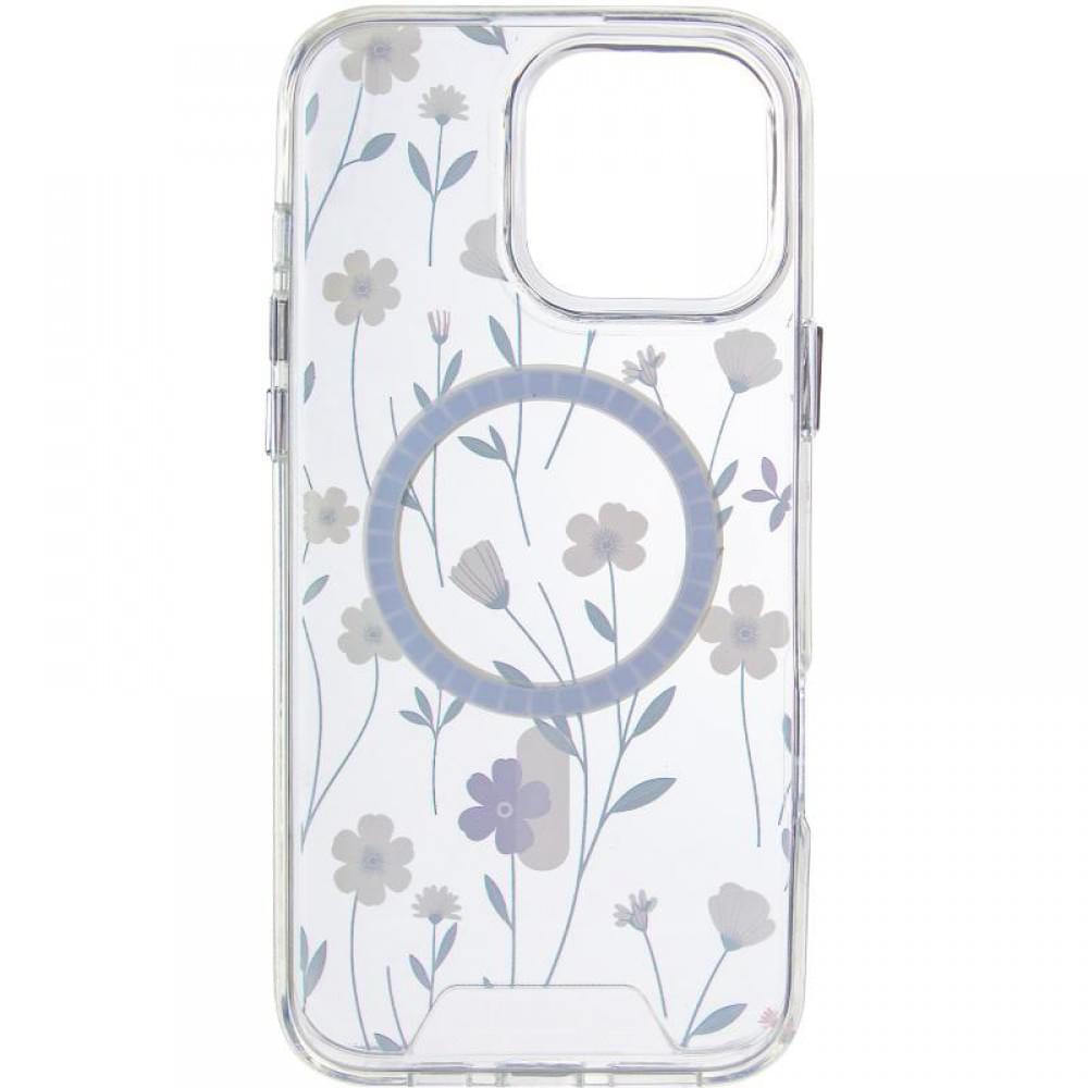 TPU+PC чохол Clear Garden with MagSafe для Apple iPhone 16 Pro (6.3") Cherry Petal