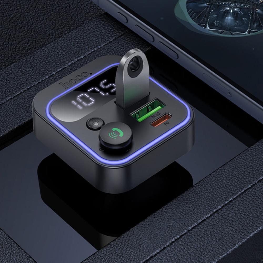 АЗП FM модулятор Hoco E85 Tiger PD20W+QC3.0 (2USB-A/1C) Black