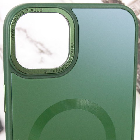Чохол TPU+Glass Sapphire Midnight Open Camera with MagSafe для Apple iPhone 15 Plus (6.7") Зелений / Forest green