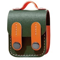 Шкіряний футляр Briefcase для навушників AirPods 1/2 Green / Orange